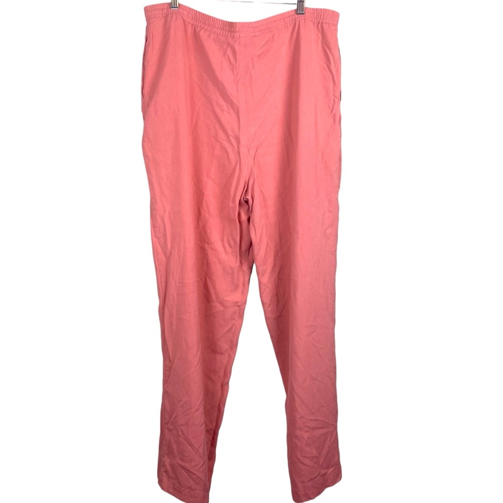 Bridgetown Collection 100% Silk Coral Drawstring Wide Leg Pants Size Large
